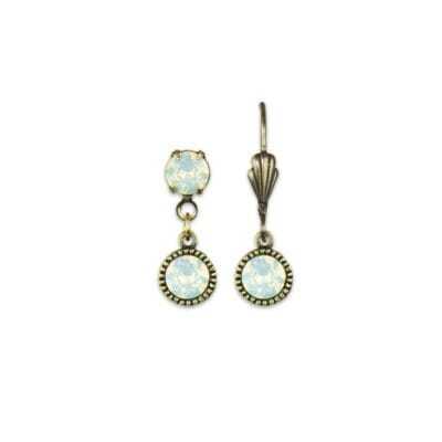 Bezel Set Brass Earrings White Opal