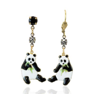 Bao Li Panda Bear Crystal Dangle Earring
