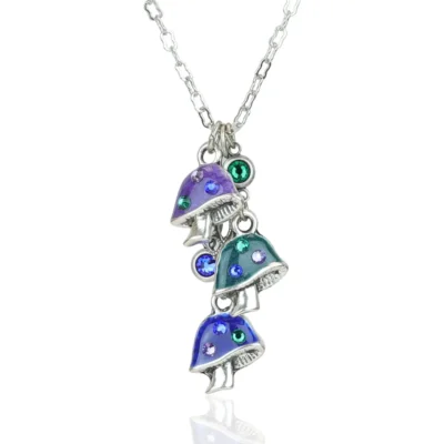 Renewal Mushroom Trio Crystal Jumble Charm Necklace