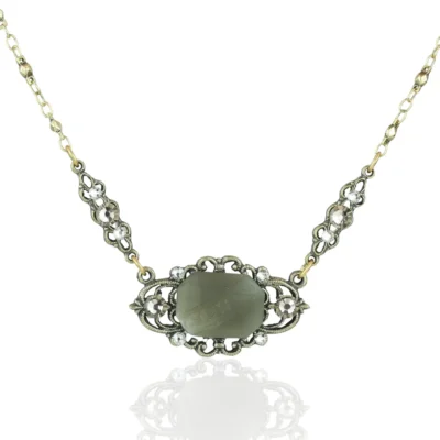 Anne's Vault Forever Greige Filigree Crystal Necklace