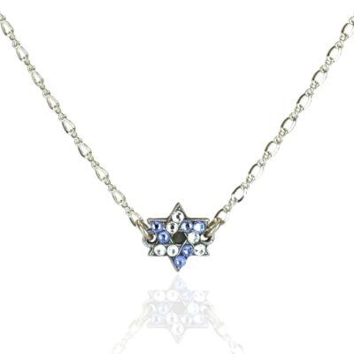 Light Blue Sapphire Star of David Crystal Necklace