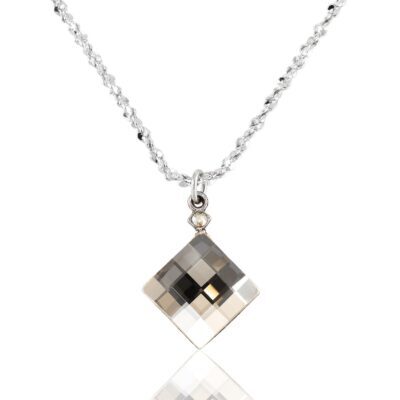 Golden Art Deco Faceted Checkerboard Crystal Necklace