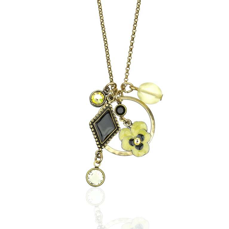 Yellow Pansy Jumble Charm Necklace