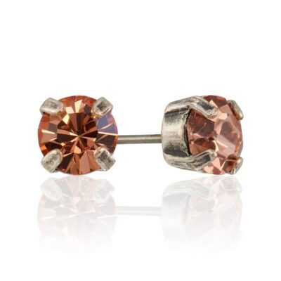 Silver Apricot Crystal Stud Earrings