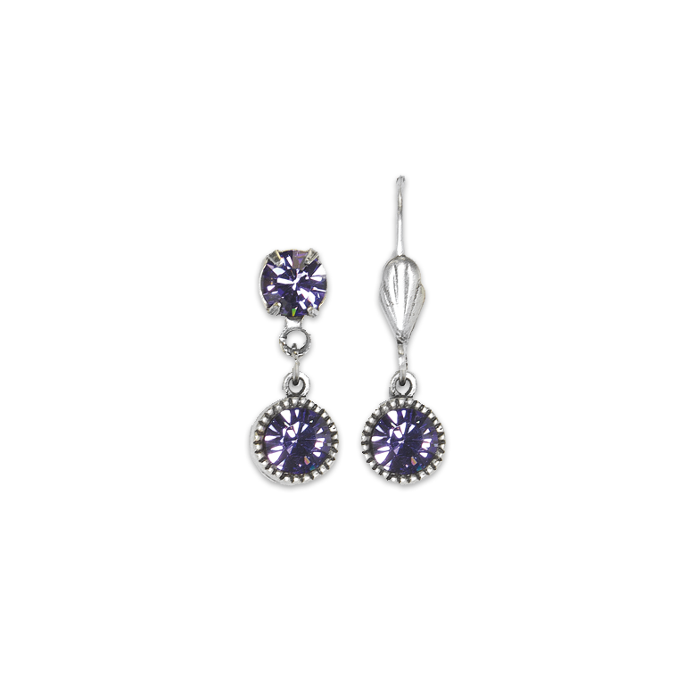 Bezel Set Silver Earrings Tanzanite - Anne Koplik Designs