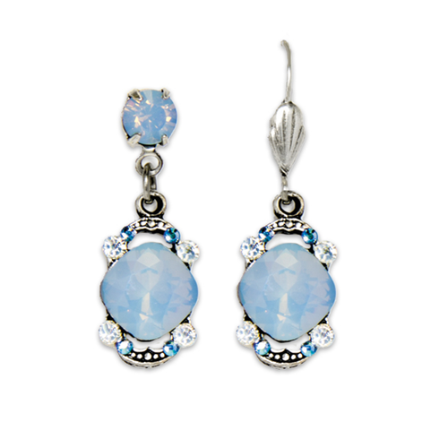 Air Blue Opal Cushion Earrings | Anne Koplik Designs Jewelry | Handmade in America with Crystals from 