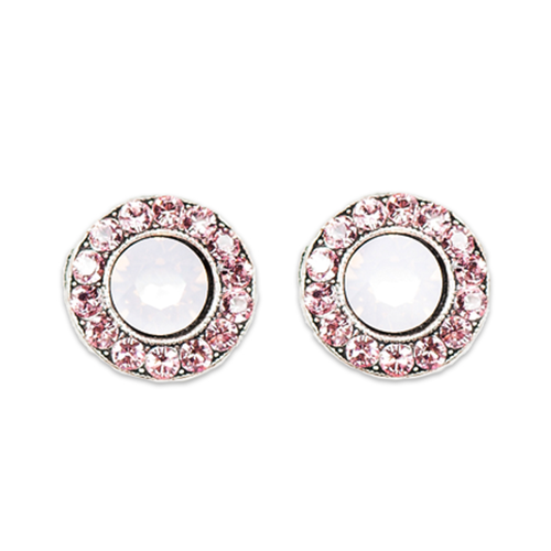 Light Rose Stud Earrings | Anne Koplik Designs Jewelry | Handmade in America with Crystals from 