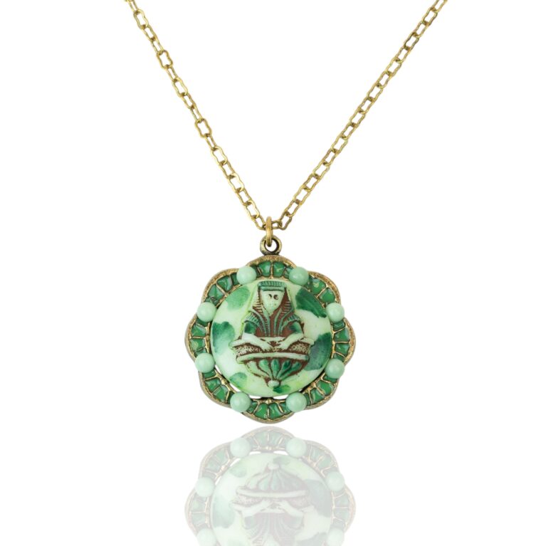 Anne’s Vault Forever Green Egyptian Revival Pharoah Necklace