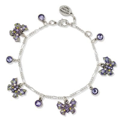 Violet Mist Butterfly Garden Bloom Dew Drop Crystal Bracelet