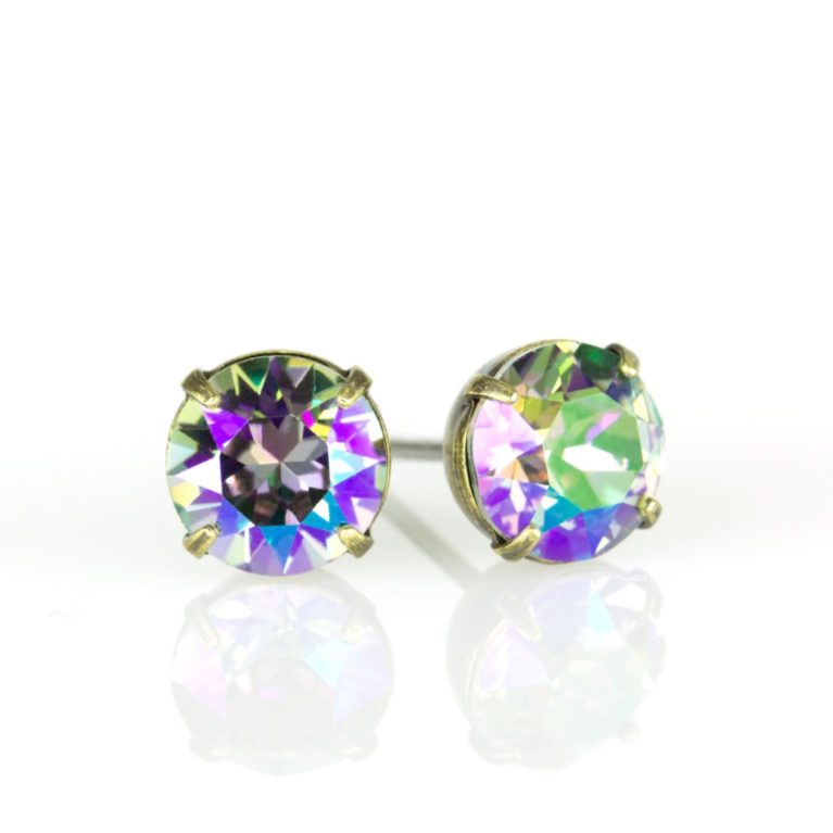 Brass Paradise Shine  Crystal Stud Earrings