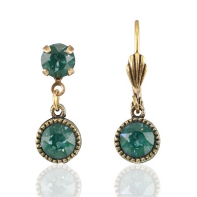 Bezel Set Brass Earrings Pine Green Ignite