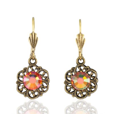 Lava Jewel Ember Vintage Inspired Filigree Crystal Earring