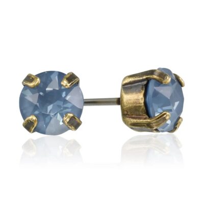 Brass Denim Ignite Crystal Stud Earrings