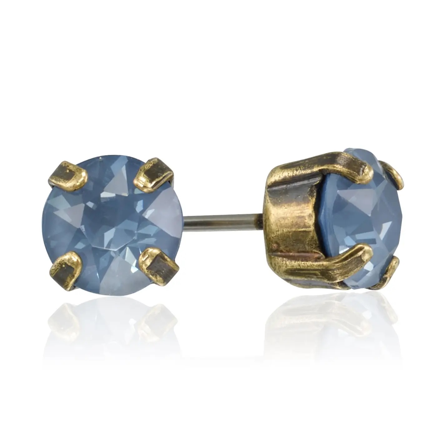 Brass Denim Ignite Crystal Stud Earrings