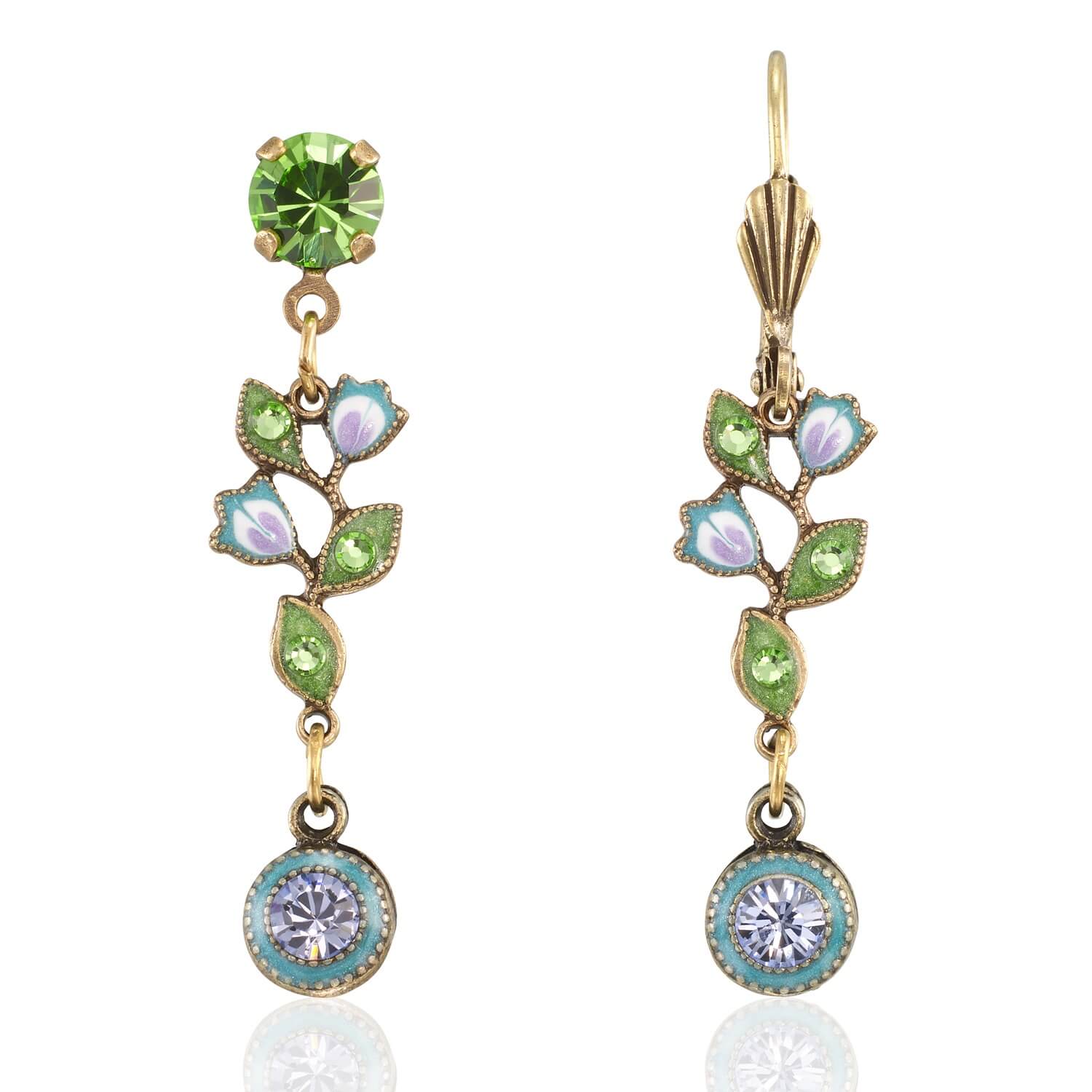 Brite Floral Garden Vine Crystal Tanzanite Drop Earring