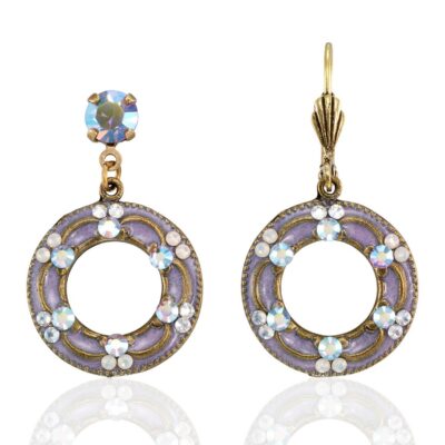 Lilac Spring Floral Wreath Vintage Inspired Crystal Earring
