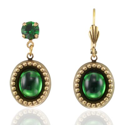 Tourmaline Green Renaissance Court Cabochon Earring