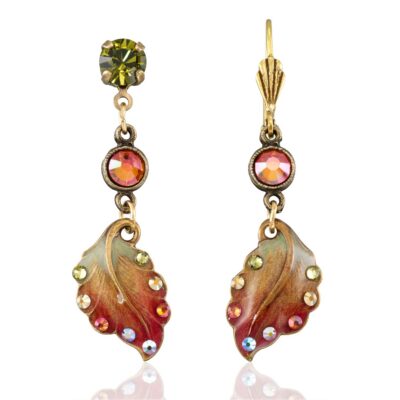 Autumn Leaf Woodland Grove Tree of Life Crystal Earring