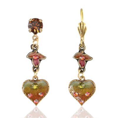 Autumn Woodland Grove Canopy Leaf of Love Crystal Earring