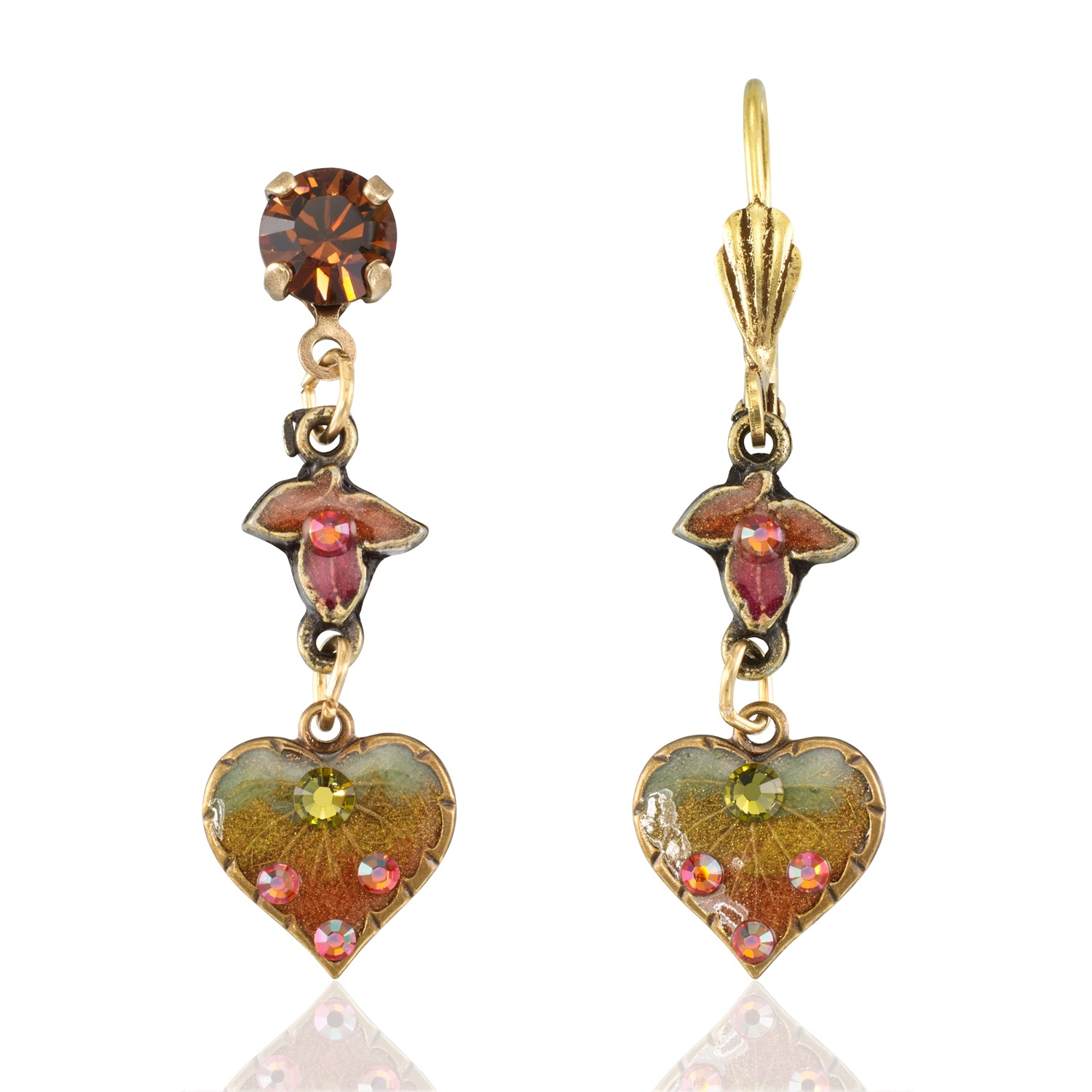 Autumn Woodland Grove Canopy Leaf of Love Crystal Earring