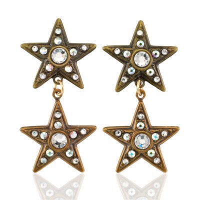 Sparkling Vintage Inspired Double Crystal Star Post Earring