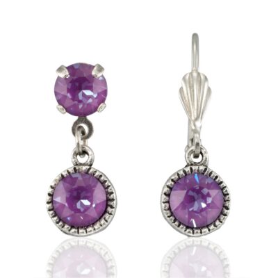 Bezel Set Silver Earrings Purple Ignite