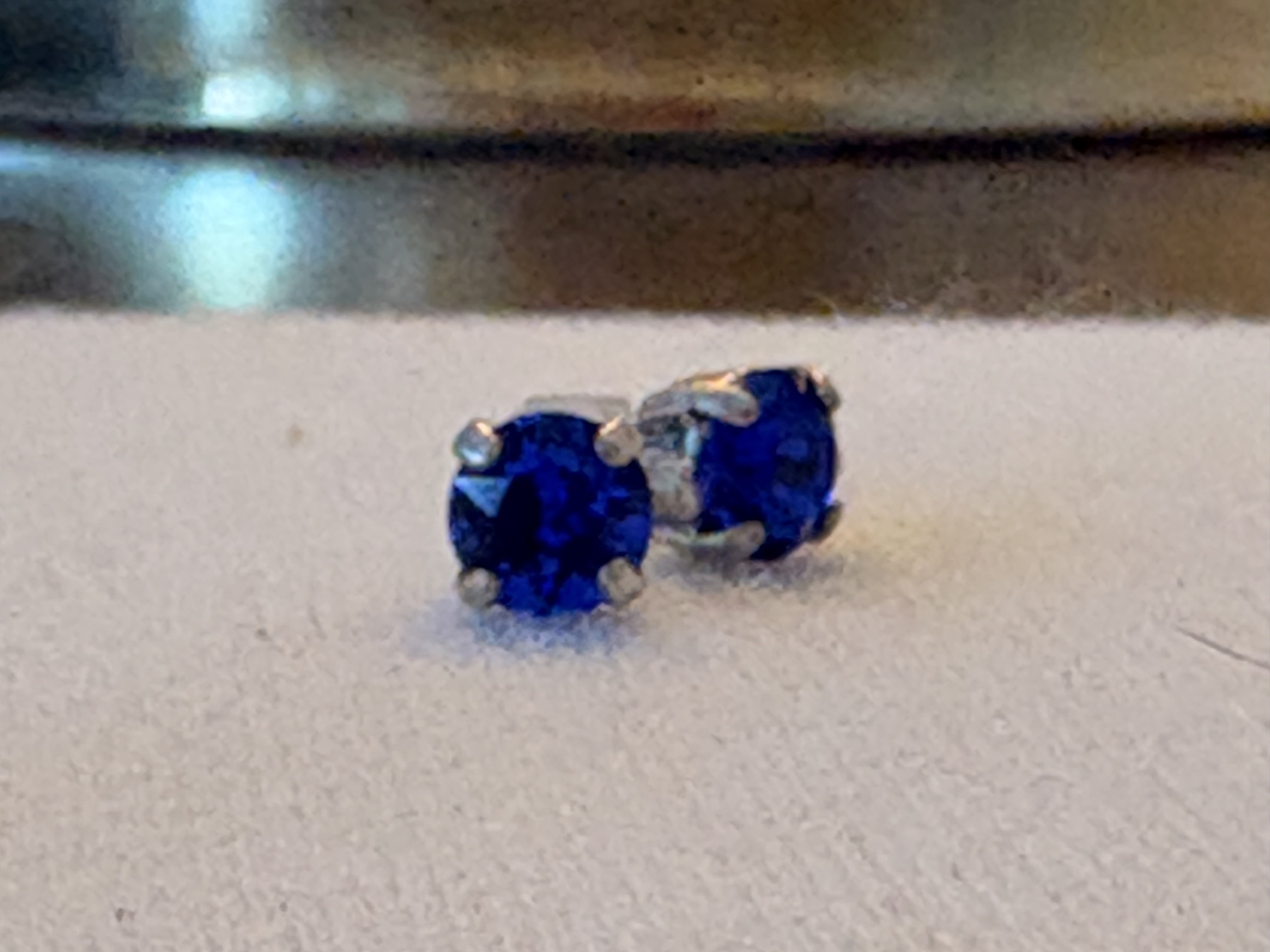 Silver Majestic Blue Crystal Stud Earrings