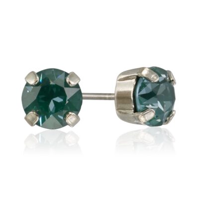 Silver Pine Green Ignite Crystal Stud Earrings