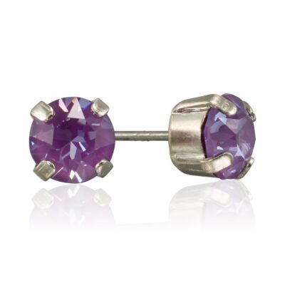 Silver Purple Ignite Crystal Stud Earrings