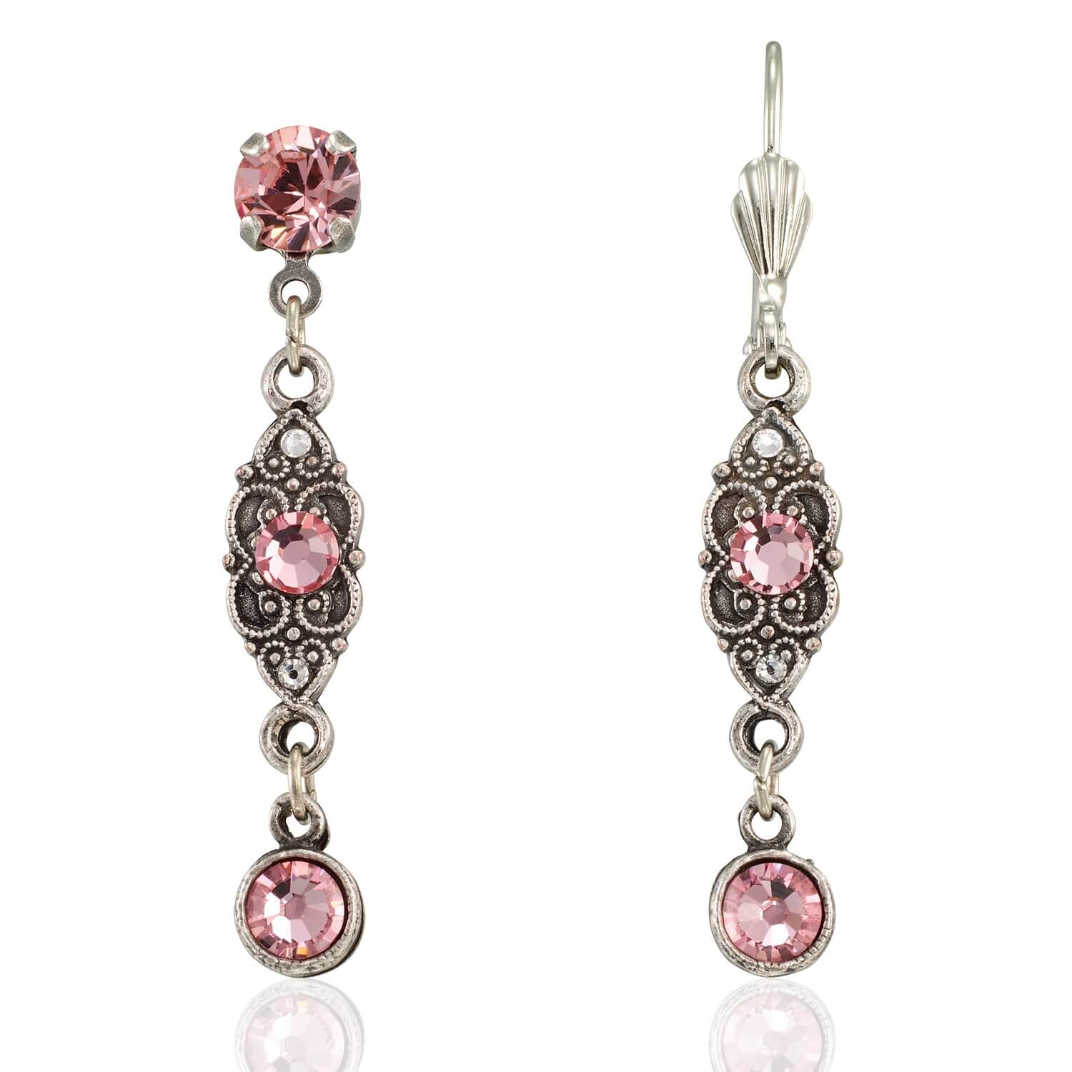 Forever Rose Vintage Inspired Filigree Crystal Drop Earring