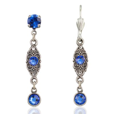 Forever Blue Vintage Inspired Filigree Crystal Drop Earring