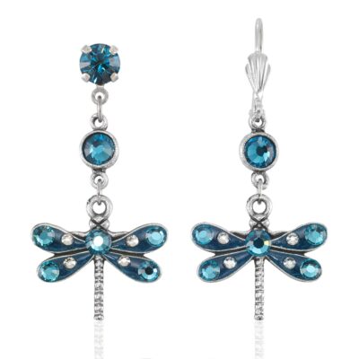 Transforming Teal Dragonfly Drop Crystal Earring