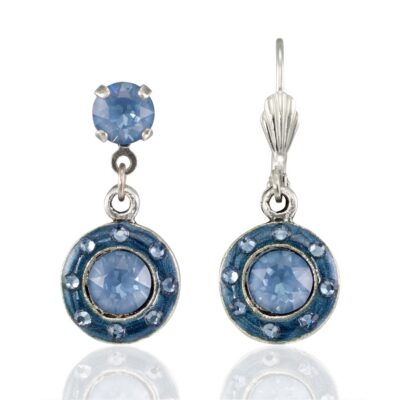 Denim Ignite Enameled Halo Sparkling Crystal Earring