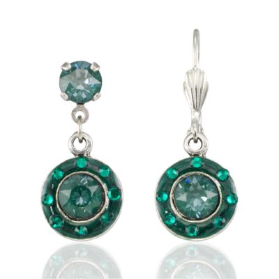 Pine Green Ignite Enameled Halo Sparkling Crystal Earring