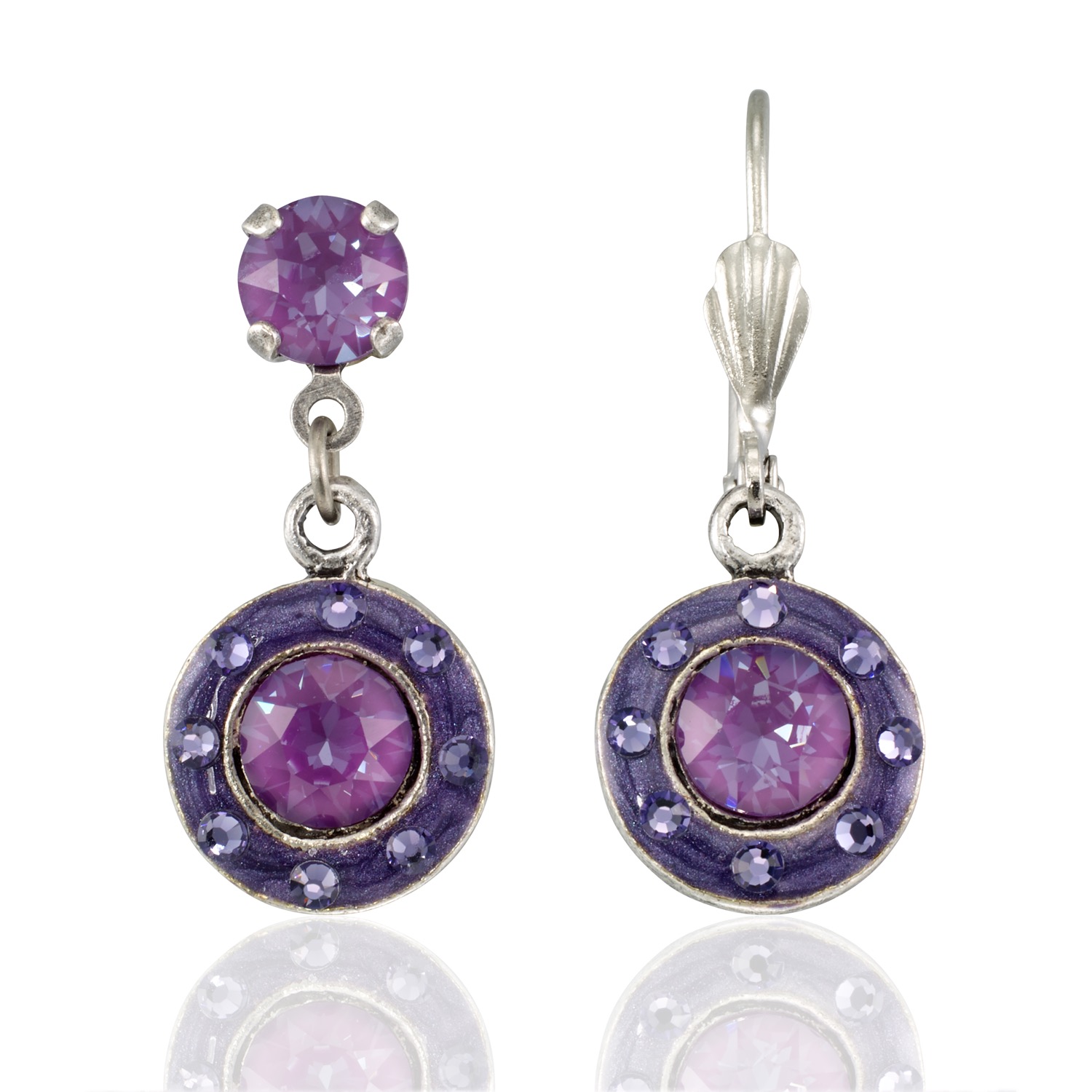 Purple Ignite Enameled Halo Sparkling Crystal Earring