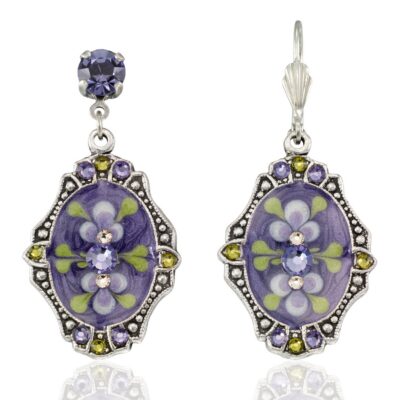 Vintage Inspired Violet Mist Garden Bloom Crystal Earring