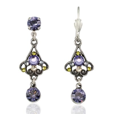 Violet Mist Garden Jeweled Sparkling Crystal Drop Earring