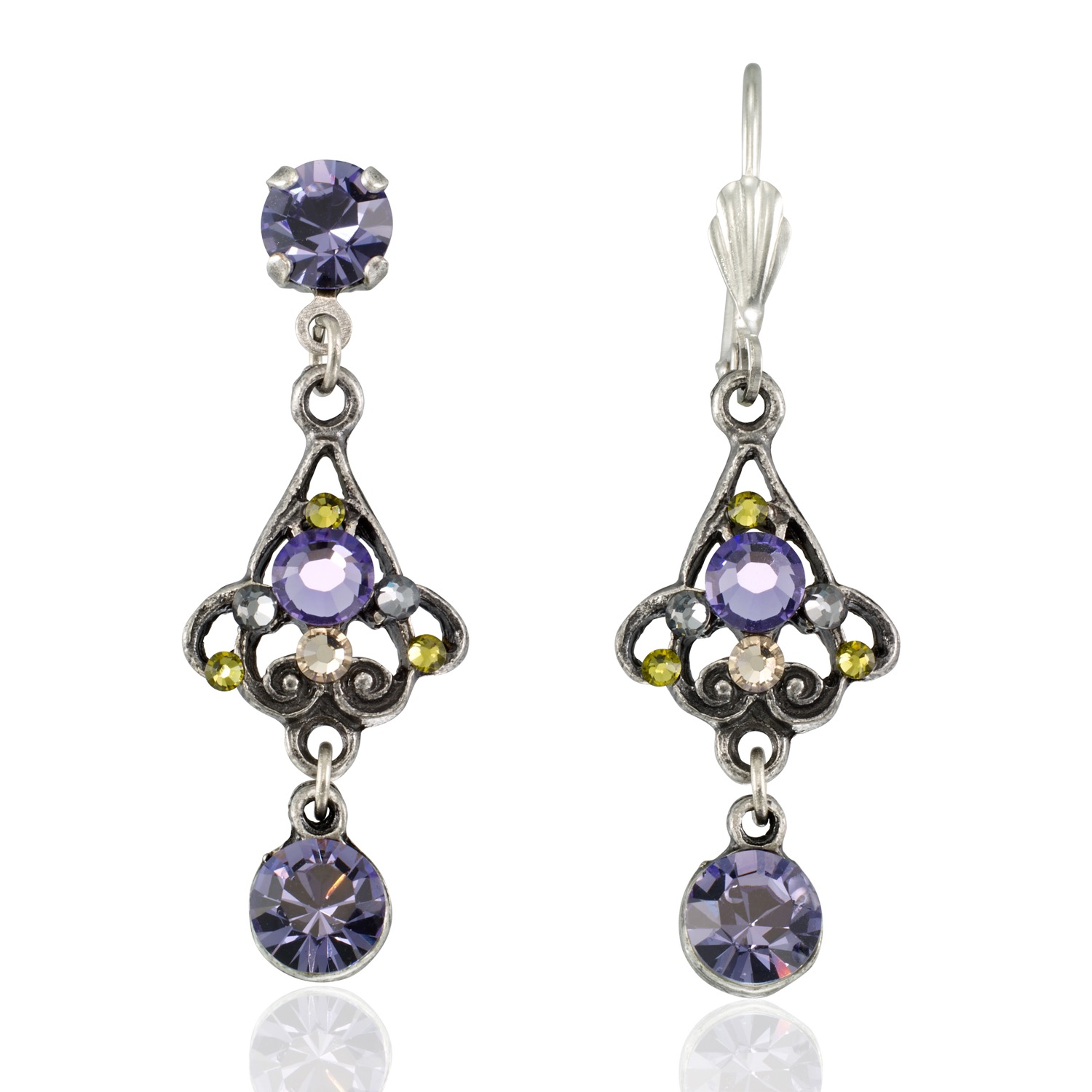 Violet Mist Garden Jeweled Sparkling Crystal Drop Earring
