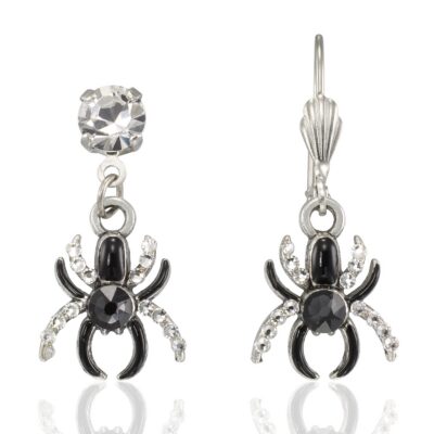 Black Spider Halloween Crystal Earrings