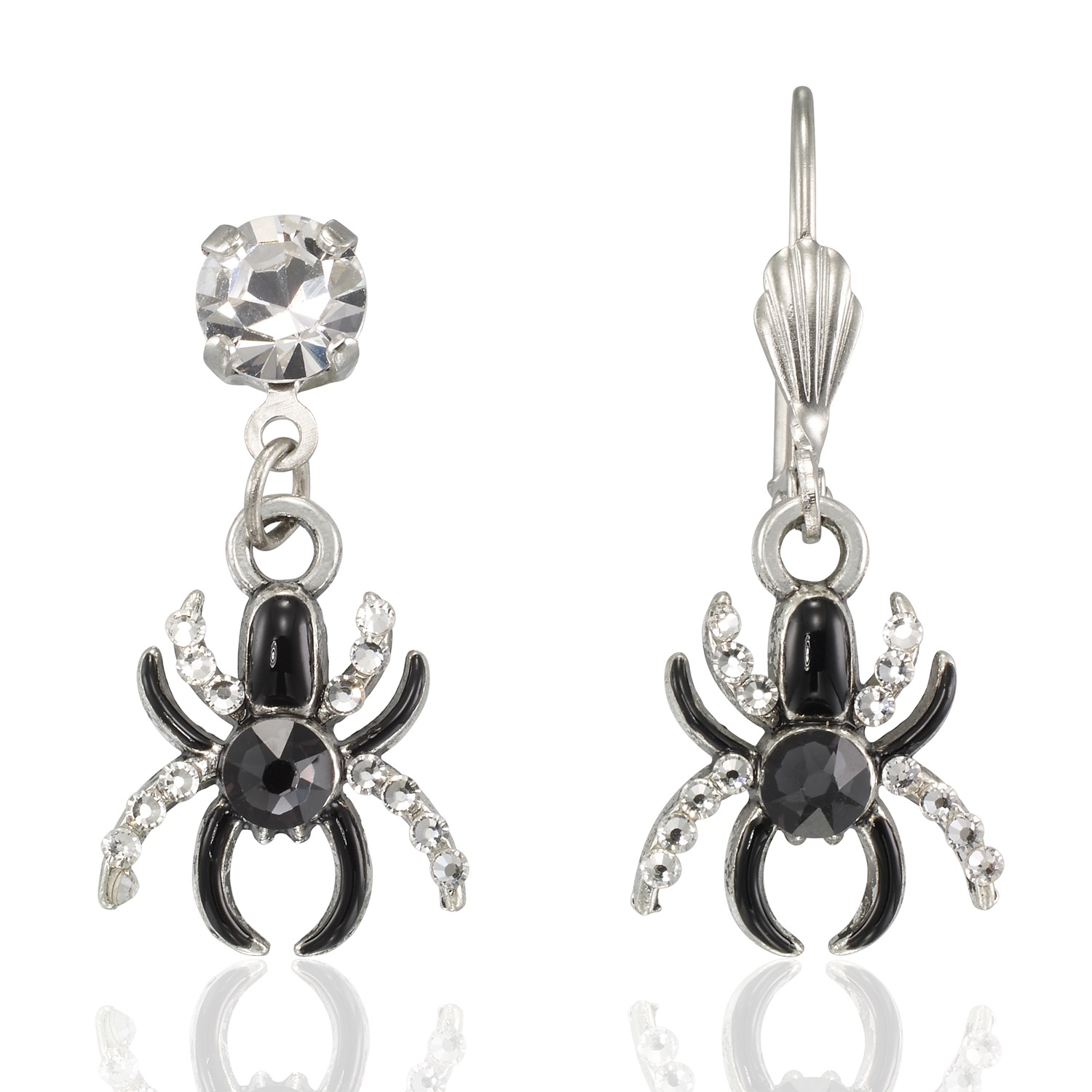 Black Spider Halloween Crystal Earrings