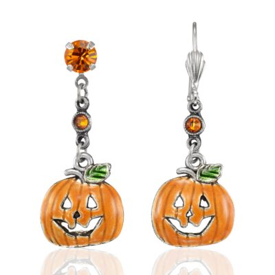 Jack O Lantern Pumpkin Halloween Crystal Earring