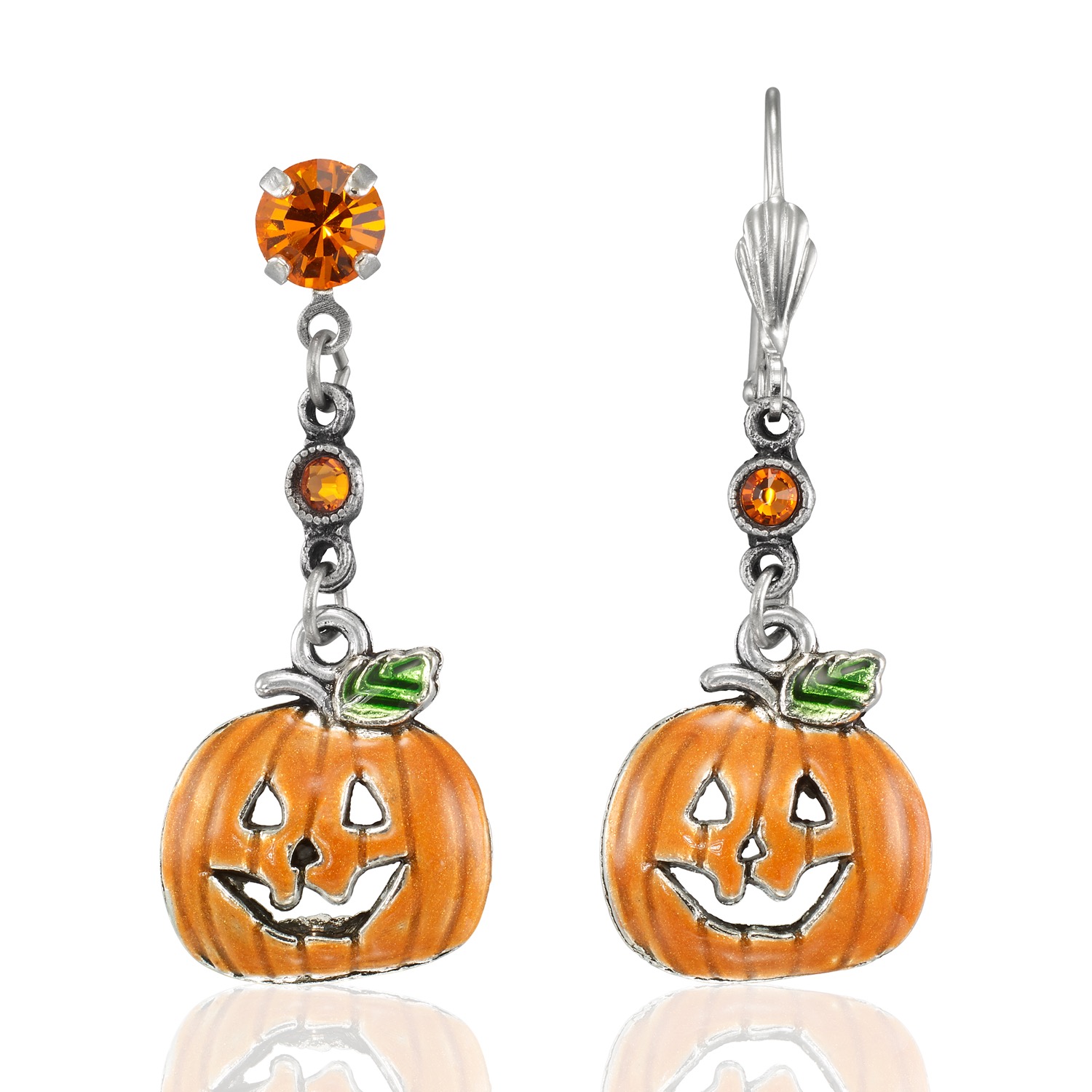 Jack O Lantern Pumpkin Halloween Crystal Earring