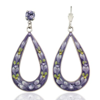Violet Mist Garden Party Bloom Open Hoop Crystal Earring