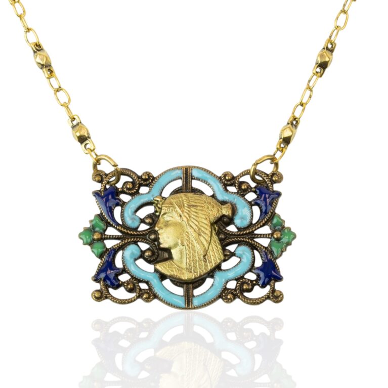 Cleopatra Profile Egyptian Revival Necklace