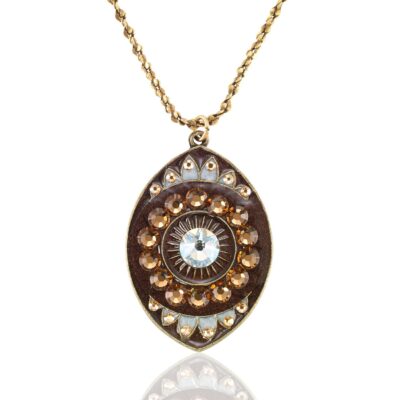 Brown Earth Rooted Evil Eye Protection Crystal Necklace