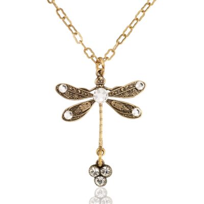 Spring Skimmer Fresh Crystal Drop Dragonfly Pendant Necklace