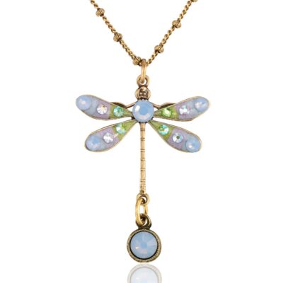 Light Blue Pastel Dream Dragonfly Crystal Drop Necklace