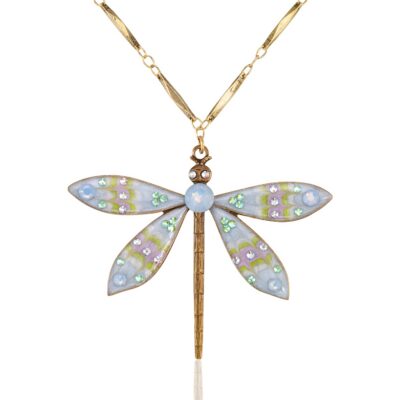 Light Pastel Dream Large Dragonfly Crystal Necklace