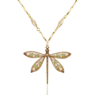 Large Whispering Meadow Daydream Dragonfly Crystal Necklace