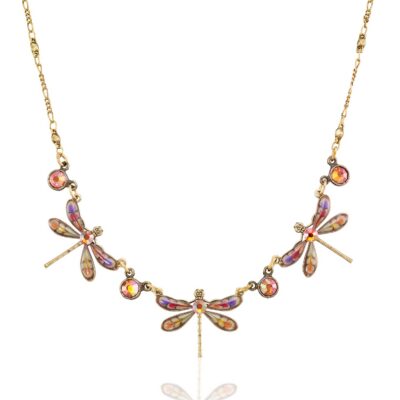 Autumn Ember Blossom Canopy Dragonfly Crystal Necklace